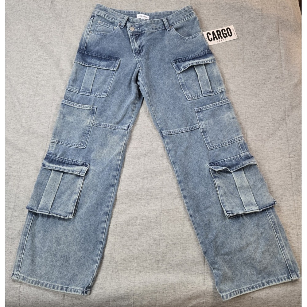 J for Justify ‎ Women's Jeans Wide Leg High Rise Crossover Waist 32" X 29"